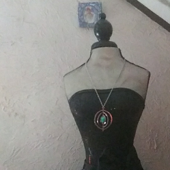 🦋Faux turquoise silver plated necklace boho style - Picture 2 of 8